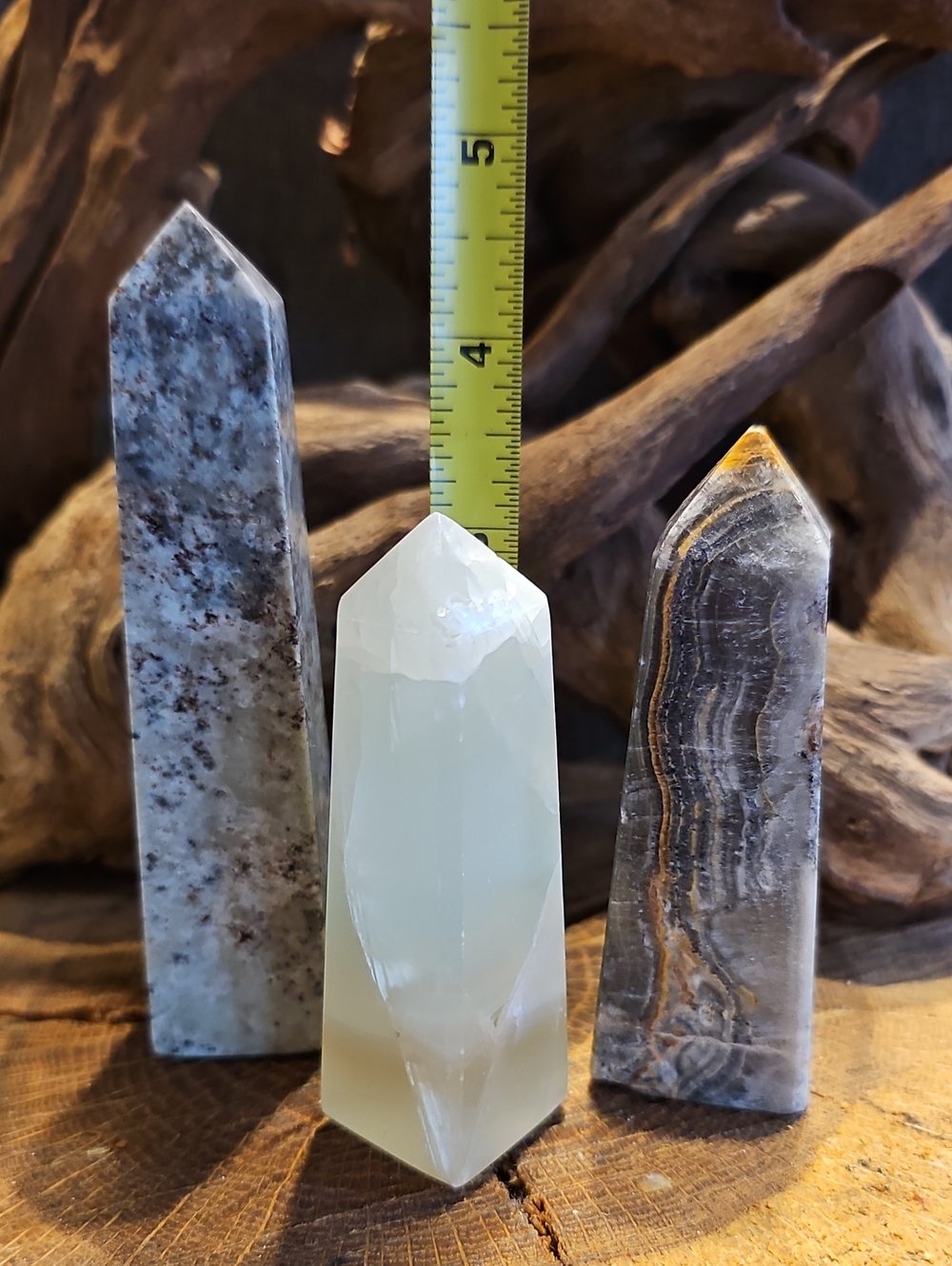 Polished Crystal Tower Set - White and Gray Decorative Obelisks - Picture 5 of 5